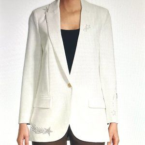 $578 Zadig & Voltaire Viva Shooting Strass Blazer Jacket Cream Sz 34-FR; 2-US